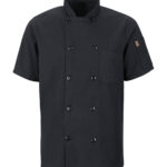 RED KAP® CHEF DESIGNS® SHORT SLEEVE CHEF COAT WITH OILBLOK + MIMIX™ - Black - M