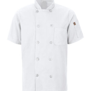 RED KAP® CHEF DESIGNS® SHORT SLEEVE CHEF COAT WITH OILBLOK + MIMIX™ - White - S