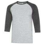 ATC™ EUROSPUN® RING SPUN BASEBALL TEE - Athletic Grey*/Charcoal Heather** - XL
