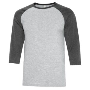 ATC™ EUROSPUN® RING SPUN BASEBALL TEE - Athletic Grey*/Charcoal Heather** - 2XL