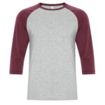 ATC™ EUROSPUN® RING SPUN BASEBALL TEE - Athletic Grey*/Cardinal Heather** - L