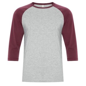 ATC™ EUROSPUN® RING SPUN BASEBALL TEE - Athletic Grey*/Cardinal Heather** - 2XL