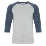 ATC™ EUROSPUN® RING SPUN BASEBALL TEE - Athletic Grey*/Navy Heather** - 4XL