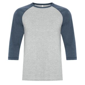 ATC™ EUROSPUN® RING SPUN BASEBALL TEE - Athletic Grey*/Navy Heather** - 4XL