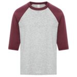 ATC™ EUROSPUN® RING SPUN BASEBALL YOUTH TEE - Athletic Grey*/Cardinal Heather** - XS