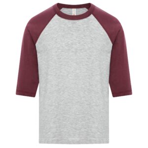 ATC™ EUROSPUN® RING SPUN BASEBALL YOUTH TEE - Athletic Grey*/Cardinal Heather** - L
