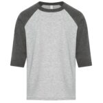 ATC™ EUROSPUN® RING SPUN BASEBALL YOUTH TEE - Athletic Grey*/Charcoal Heather** - XS