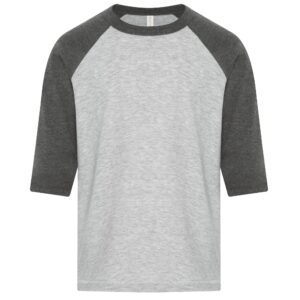 ATC™ EUROSPUN® RING SPUN BASEBALL YOUTH TEE - Athletic Grey*/Charcoal Heather** - L