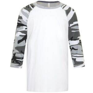 ATC™ EUROSPUN® RING SPUN BASEBALL YOUTH TEE - White/Grey Camo - L