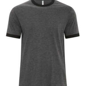 ATC™ EUROSPUN® RINGER TEE - Charcoal Heather*/Black - 2XL