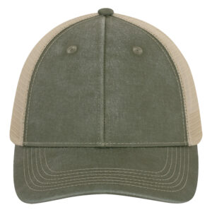 ATC™ PIGMENT DYED TRUCKER CAP - Military Green/Crème - OSFA