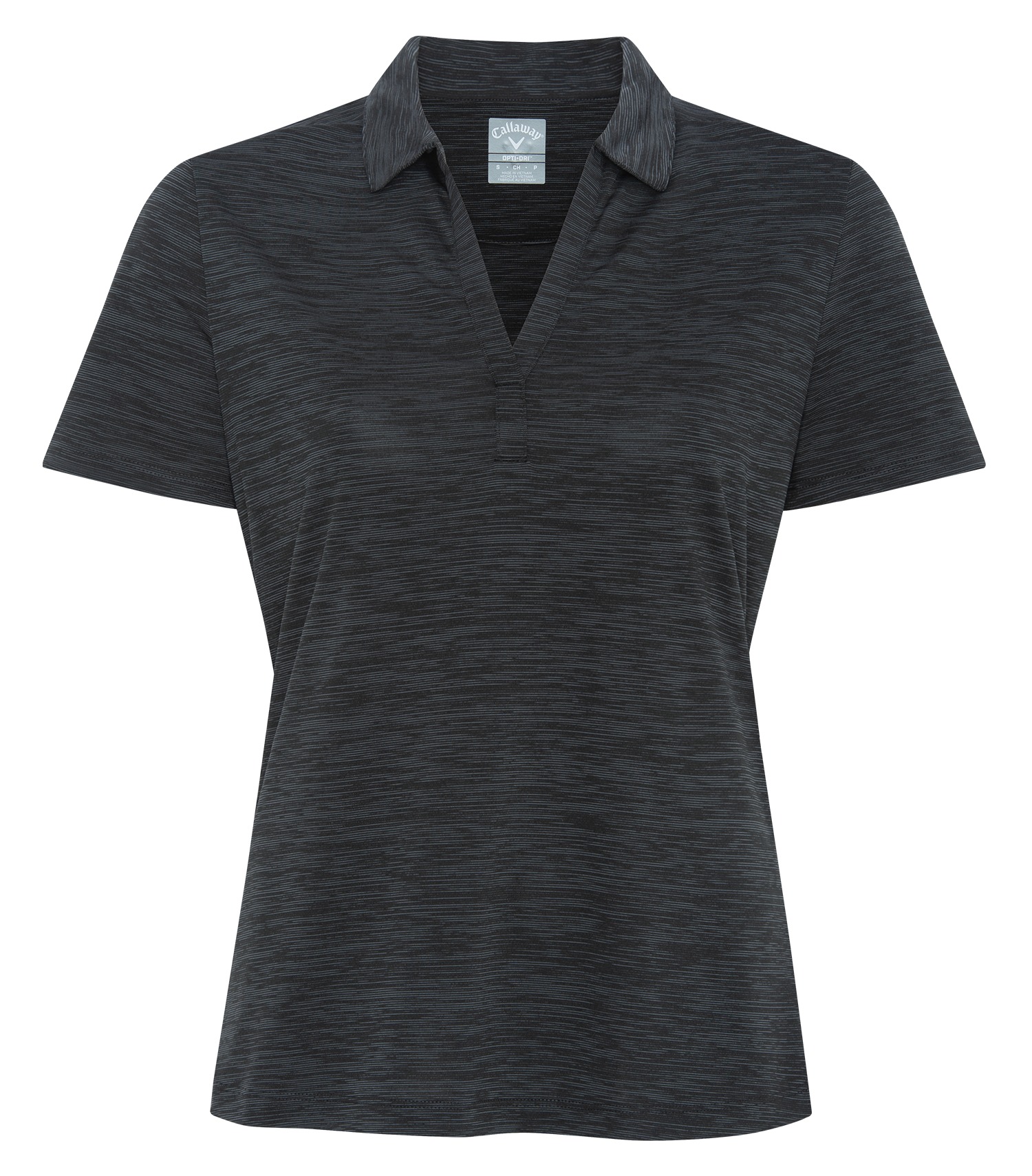 CALLAWAY BROKEN STRIPE TEXTURE LADIES' POLO - Black - S