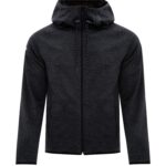DRYFRAME® DRY TECH WATER RESISTANT FLEECE FULL ZIP HOODED JACKET - Black Heather - XS