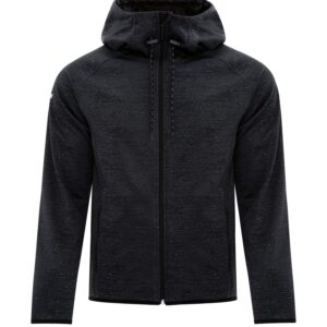 DRYFRAME® DRY TECH WATER RESISTANT FLEECE FULL ZIP HOODED JACKET - Black Heather - 2XL