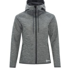 DRYFRAME® DRY TECH WATER RESISTANT FLEECE FULL ZIP HOODED LADIES' JACKET - Asphalt Heather - 2XL