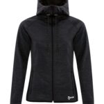 DRYFRAME® DRY TECH WATER RESISTANT FLEECE FULL ZIP HOODED LADIES' JACKET - Black Heather - S