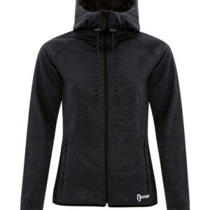 DRYFRAME® DRY TECH WATER RESISTANT FLEECE FULL ZIP HOODED LADIES' JACKET - Black Heather - 2XL