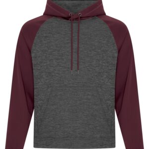 ATC™ DYNAMIC HEATHER FLEECE TWO TONE HOODIE - Charcoal Dynamic/Maroon - 2XL