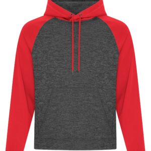 ATC™ DYNAMIC HEATHER FLEECE TWO TONE HOODIE - Charcoal Dynamic/True Red - 2XL