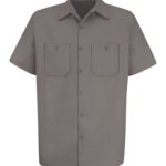 RED KAP® SHORT SLEEVE WRINKLE RESISTANT COTTON SHIRT - Graphite Grey - L