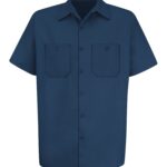 RED KAP® SHORT SLEEVE WRINKLE RESISTANT COTTON SHIRT - Navy - 2XL