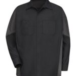 RED KAP® LONG SLEEVE WOVEN CREW SHIRT - Black/Charcoal - 3XL