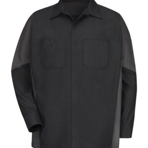 RED KAP® LONG SLEEVE WOVEN CREW SHIRT - Black/Charcoal - 3XL