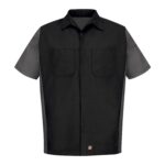 RED KAP® SHORT SLEEVE WOVEN CREW SHIRT - Black/Charcoal - M