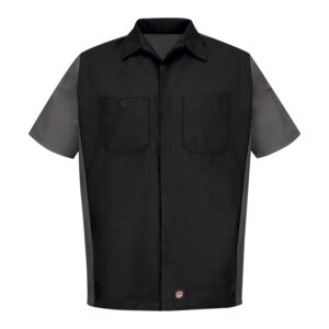 RED KAP® SHORT SLEEVE WOVEN CREW SHIRT - Black/Charcoal - S
