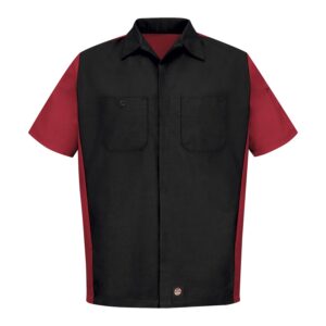RED KAP® SHORT SLEEVE WOVEN CREW SHIRT - Black/Red - 2XL