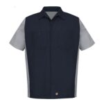RED KAP® SHORT SLEEVE WOVEN CREW SHIRT - Navy/Grey - 3XL