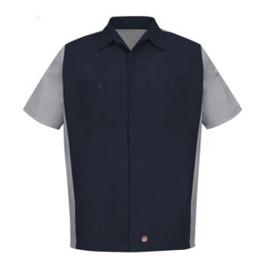 RED KAP® SHORT SLEEVE WOVEN CREW SHIRT - Navy/Grey - 2XL