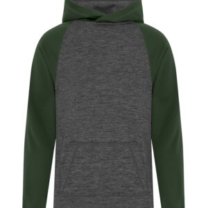 ATC™ DYNAMIC HEATHER FLEECE TWO TONE YOUTH HOODIE - Charcoal Dynamic/Forest Green - L