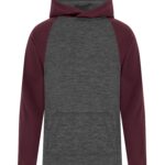 ATC™ DYNAMIC HEATHER FLEECE TWO TONE YOUTH HOODIE - Charcoal Dynamic/Maroon - M