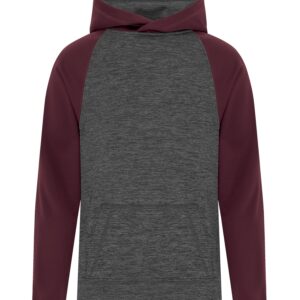ATC™ DYNAMIC HEATHER FLEECE TWO TONE YOUTH HOODIE - Charcoal Dynamic/Maroon - L