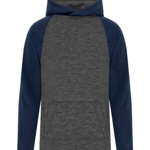 ATC™ DYNAMIC HEATHER FLEECE TWO TONE YOUTH HOODIE - Charcoal Dynamic/True Navy - L