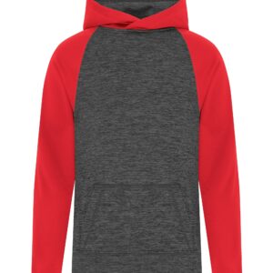 ATC™ DYNAMIC HEATHER FLEECE TWO TONE YOUTH HOODIE - Charcoal Dynamic/True Red - L