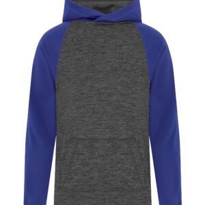 ATC™ DYNAMIC HEATHER FLEECE TWO TONE YOUTH HOODIE - Charcoal Dynamic/True Royal - L