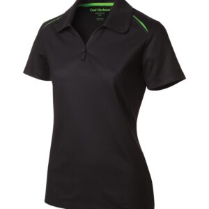 COAL HARBOUR® SNAG RESISTANT CONTRAST INSET LADIES' POLO - Black/Lime - 2XL