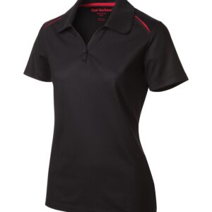 COAL HARBOUR® SNAG RESISTANT CONTRAST INSET LADIES' POLO - Black/Red - 2XL