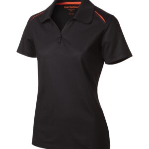 COAL HARBOUR® SNAG RESISTANT CONTRAST INSET LADIES' POLO - Black/Orange - 2XL