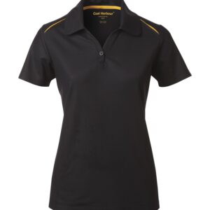 COAL HARBOUR® SNAG RESISTANT CONTRAST INSET LADIES' POLO - Black/Gold - 2XL