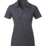 COAL HARBOUR® SNAG RESISTANT CONTRAST INSET LADIES' POLO - Iron Grey/Red - 2XL