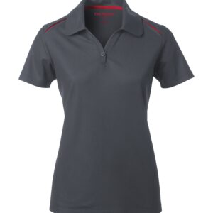 COAL HARBOUR® SNAG RESISTANT CONTRAST INSET LADIES' POLO - Iron Grey/Red - 2XL