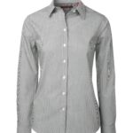 COAL HARBOUR® MINI STRIPE STRETCH WOVEN LADIES' SHIRT - Black - 2XL