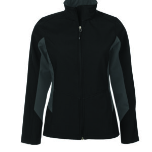 COAL HARBOUR® EVERYDAY COLOUR BLOCK WATER REPELLENT SOFT SHELL LADIES' JACKET - Black/Graphite - L