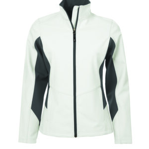 COAL HARBOUR® EVERYDAY COLOUR BLOCK WATER REPELLENT SOFT SHELL LADIES' JACKET - Winter White/Graphite - 2XL