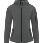 COAL HARBOUR® EVERYDAY HOODED WATER REPELLENT STRETCH SOFT SHELL LADIES' JACKET - Iron Grey - S