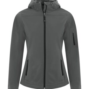 COAL HARBOUR® EVERYDAY HOODED WATER REPELLENT STRETCH SOFT SHELL LADIES' JACKET - Iron Grey - 2XL