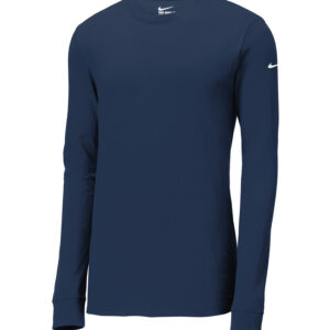 NIKE Dri-FIT COTTON/POLY LONG SLEEVE TEE - College Navy - 2XL